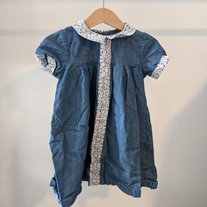 Girls chambray dress with floral accents